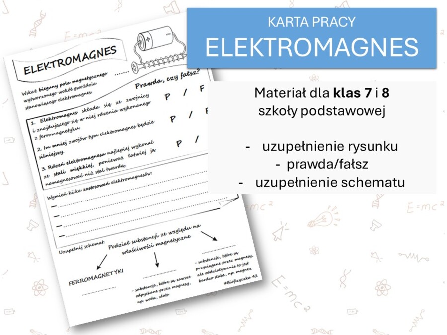 Fizyka 7 i 8. Karta pracy. ELEKTROMAGNES. Magnetyzm.