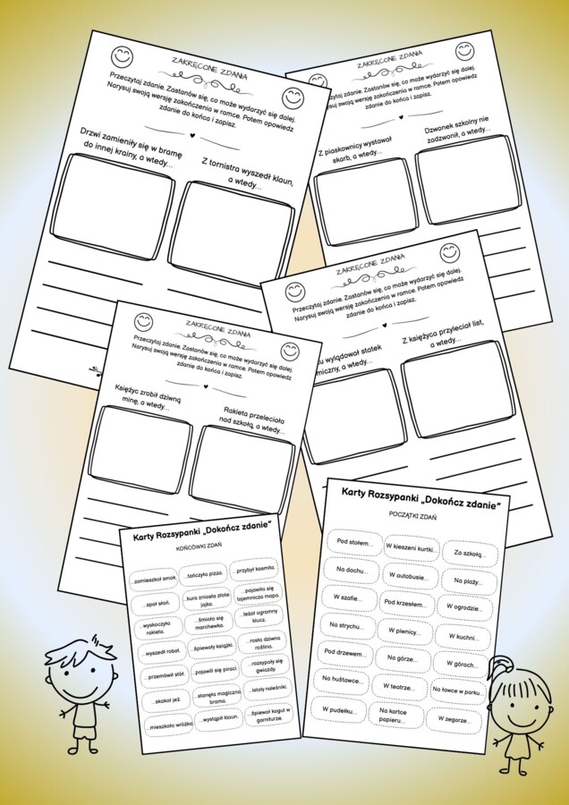 🎉 Pakiet: Zakręcone Zdania – Rysuję, Opowiadam, Piszę! 🎉