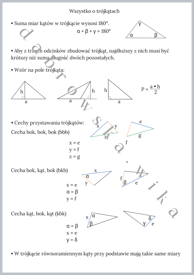 Wszystko o trójkątach - notatka