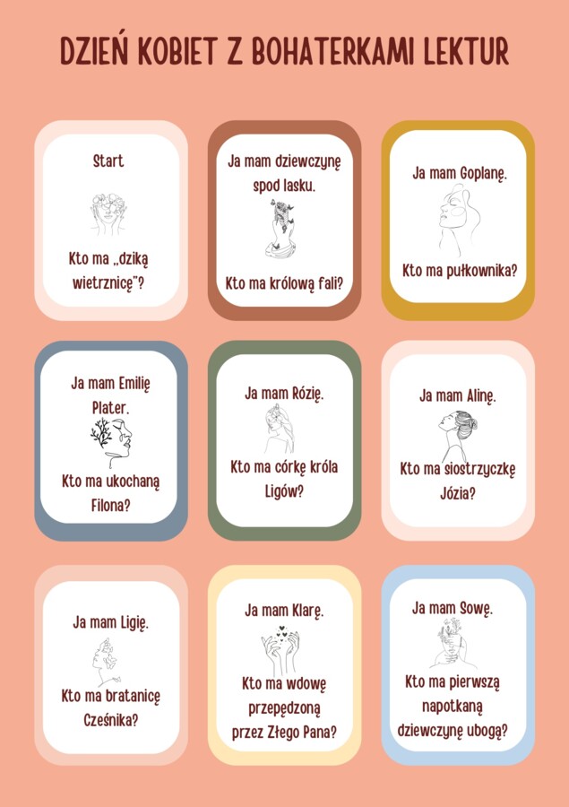 Dzień Kobiet z bohaterkami lektur 7-8. Gra ,,Ja mam, kto ma".