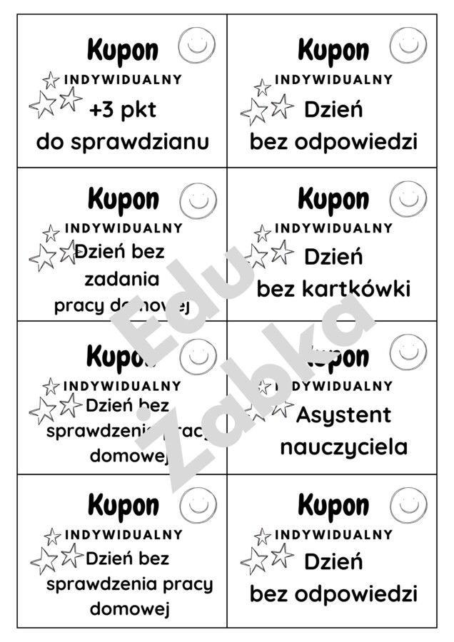 Kupony, nagroda w konkursach.