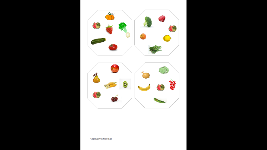 Warzywa i owoce - gra typu dobble oraz Kto ma, ja mam
