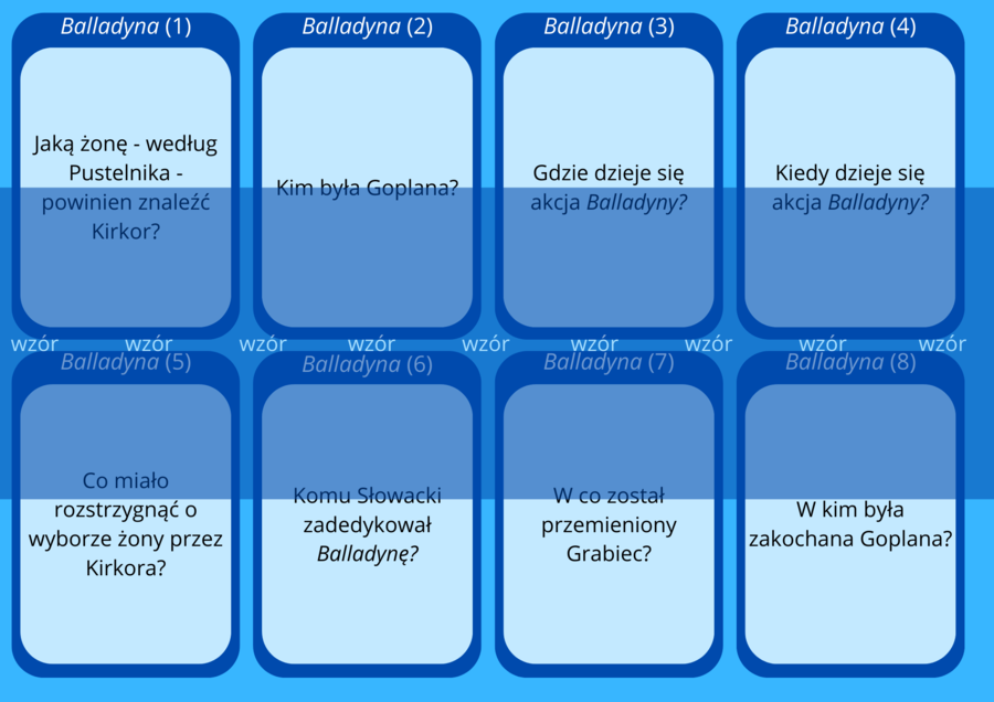 Balladyna - fiszki do lektury
