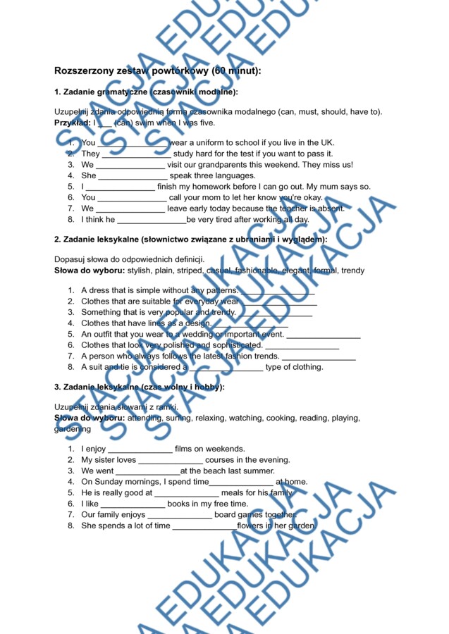 Super Powers 8 Unit 1 - powtórka do sprawdzianu / sprawdzian alternatywny