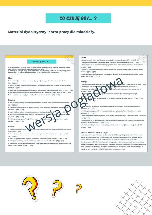 Co czuję gdy... ? Materiał dydaktyczny dla młodzieży