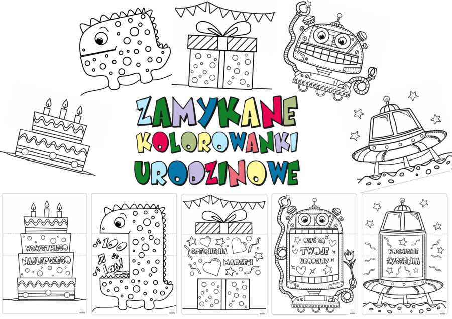 Zamykane kolorowanki urodzinowe