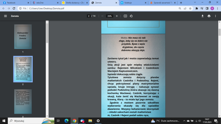 "Zemsta" Aleksander Fredro - lekturownik