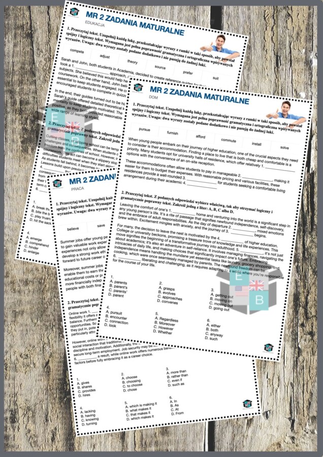 Matura rozszerzona – karty pracy Use of English – zestaw 14 działów – zadanie z lukami (słowotwórstwo) i wybór wielokrotny