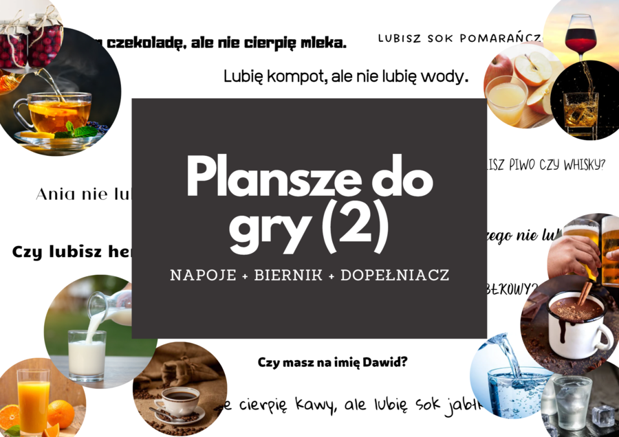 Plansze do ćwiczenia biernika i dopełniacza + napoje POLSKI DLA OBCOKRAJOWCÓW