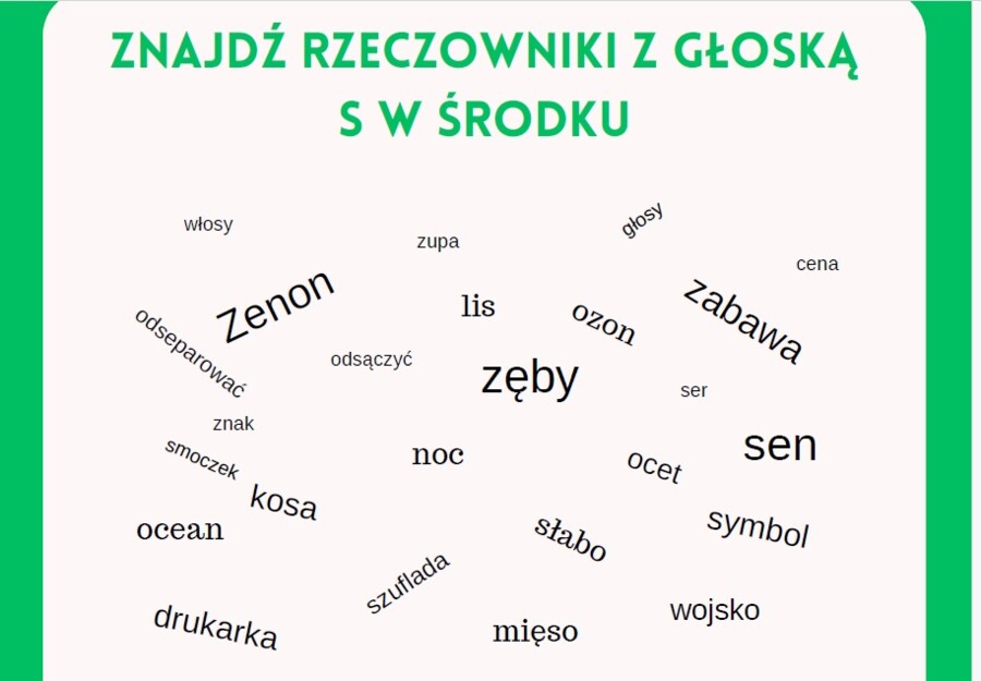 Podchwytliwa wyszukiwanka głoski syczące