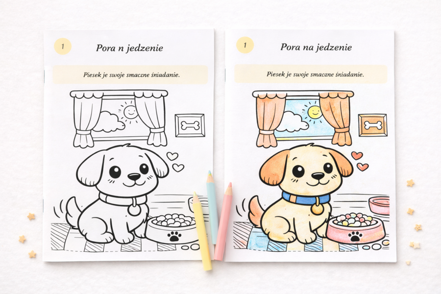 Kolorowanka: dzień z życia psa