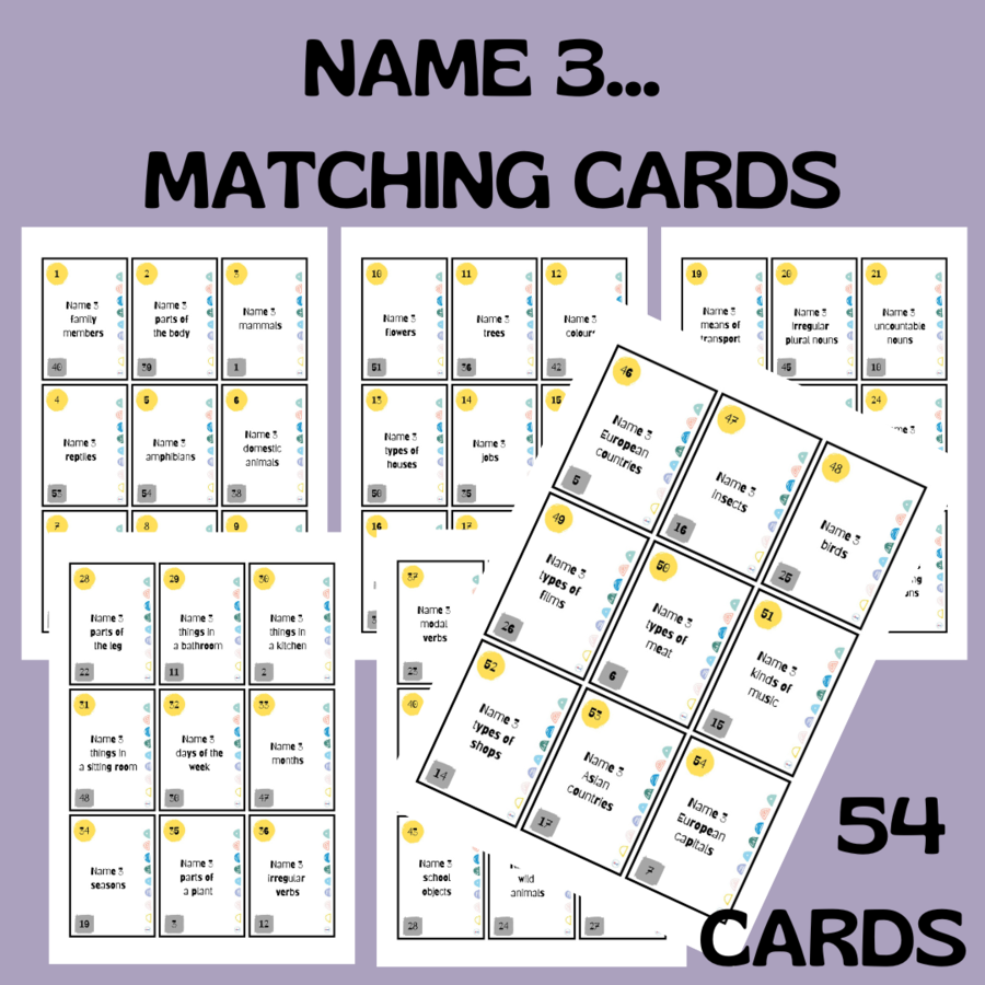 NAME 3... MATCHING CARDS