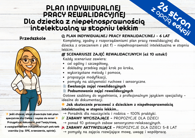 Plan Pracy Rewalidacja- Niepełnosprawność Intelektualna w stopniu Lekkim Scenariusz Zabawy Wyciszające Zabawy Aktywizujące