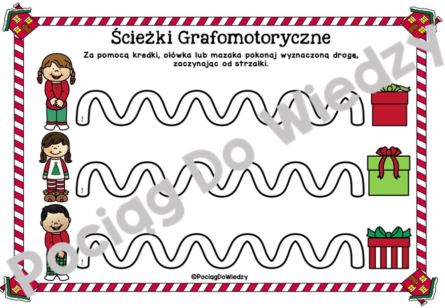 Boże Narodzenie - Ścieżki grafomotoryczne