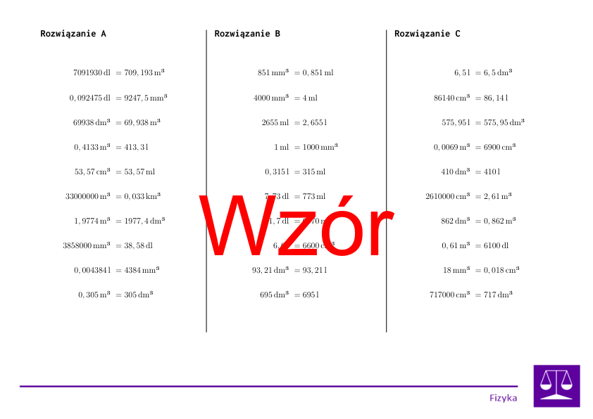 Konwersja jednostek objętości | matematyka | 26 kolumn