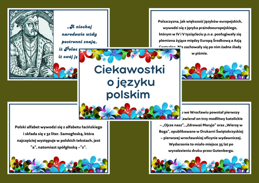DZIEŃ JĘZYKA OJCZYSTEGO – Ciekawostki o języku polskim – gazetka – biblioteka – świetlica – 15 stron – wersja 5