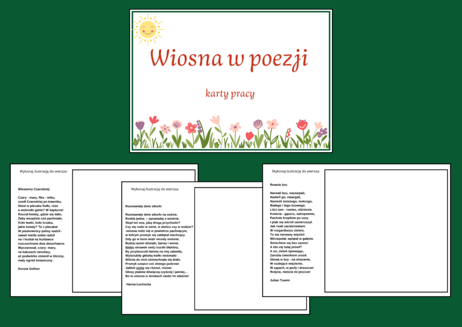 WIOSNA – WIERSZE – karty pracy – karta pracy – biblioteka – świetlica