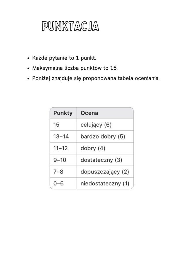 Test z lektury „Pan Tadeusz” | Adam Mickiewicz| Szkoła podstawowa | 15 pytań ABCD + Klucz + Skala ocen