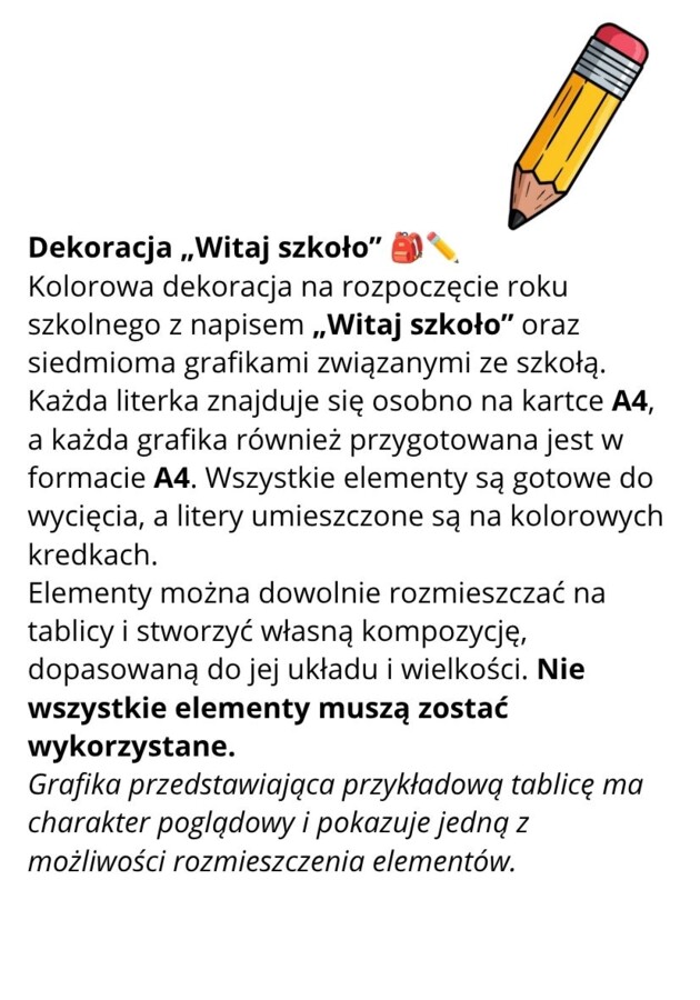 Dekoracje WITAJ SZKOŁO🎒