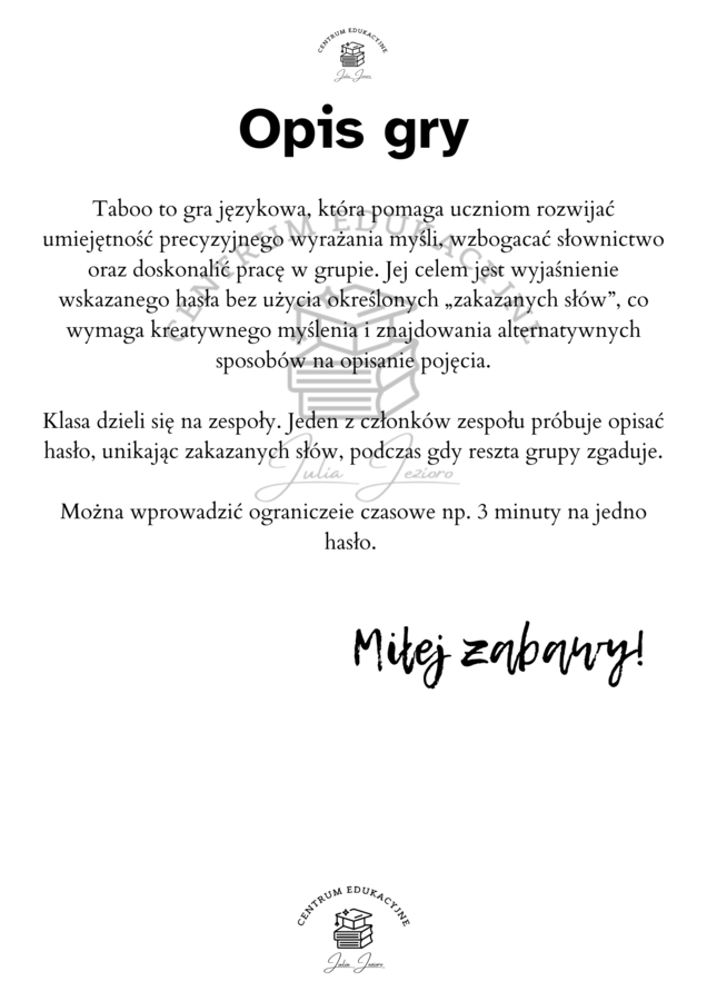 Taboo- egzamin ósmoklasisty