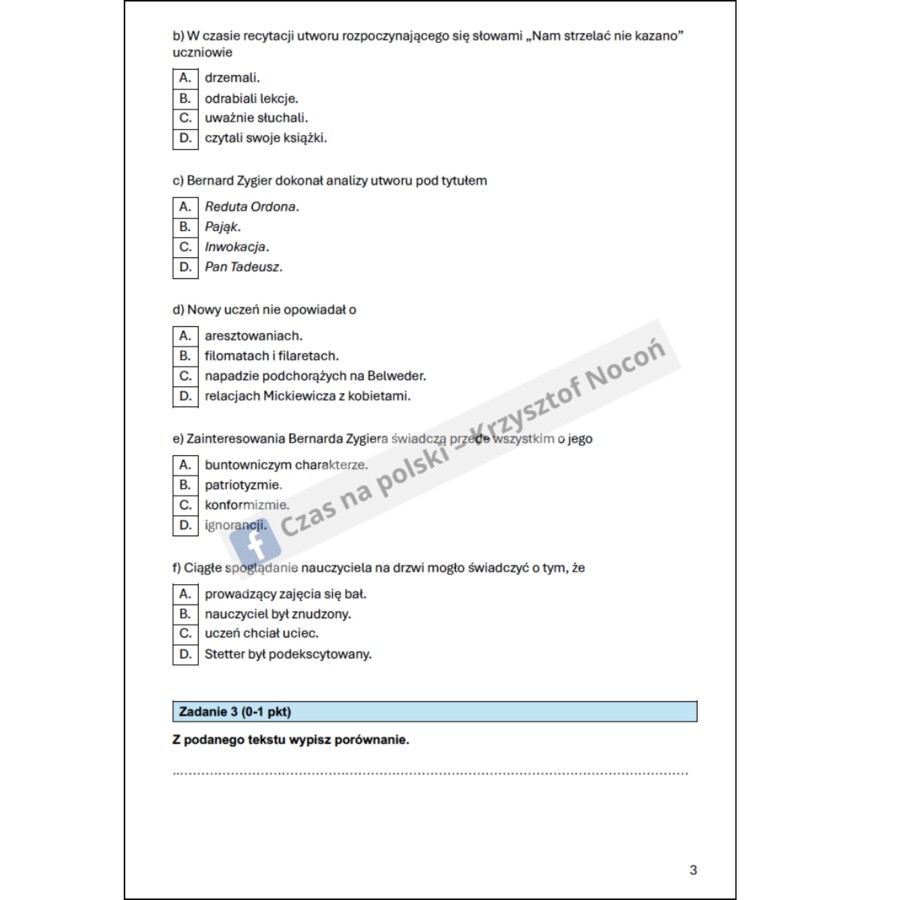 "Syzyfowe prace" – test czytania ze zrozumieniem
