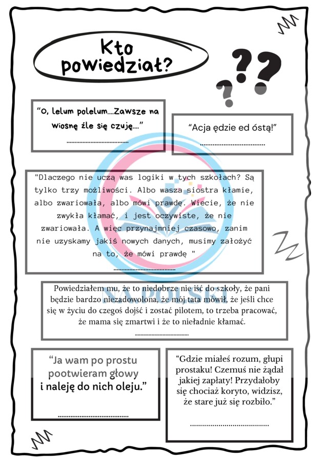 Kto to powiedział? Powtórka lektur z kl.4