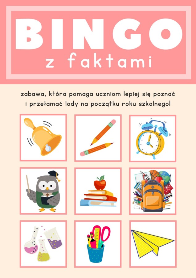 BINGO Z FAKTAMI - przełam lody na początku roku szkolnego!