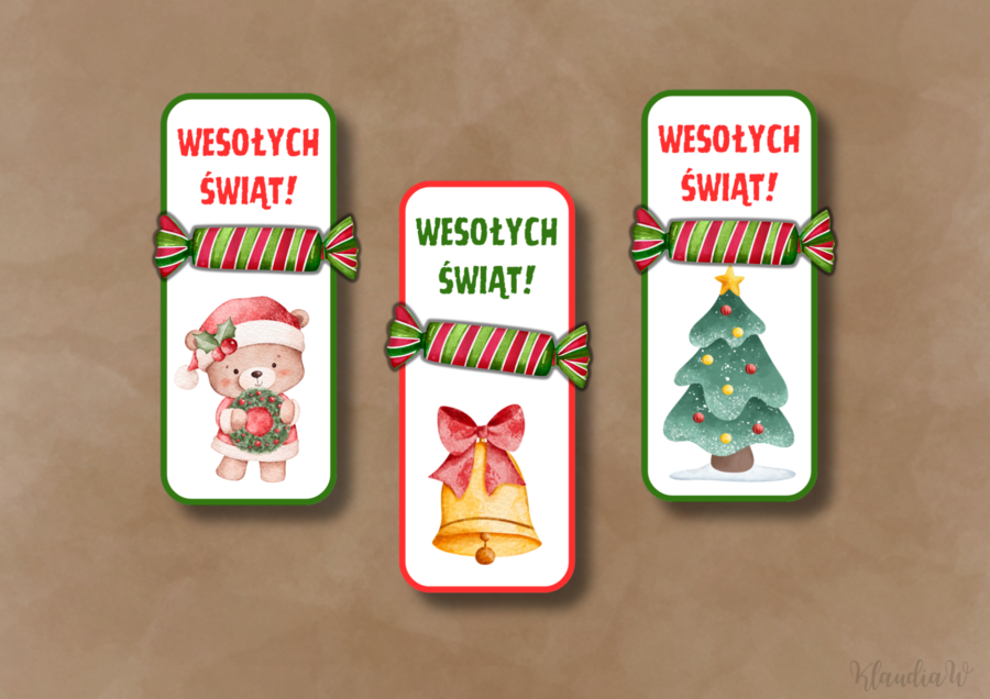 Świąteczne zakładki z miejscem na cukierka