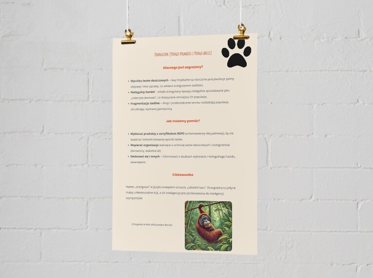 Plakat o zagrożonych gatunkach