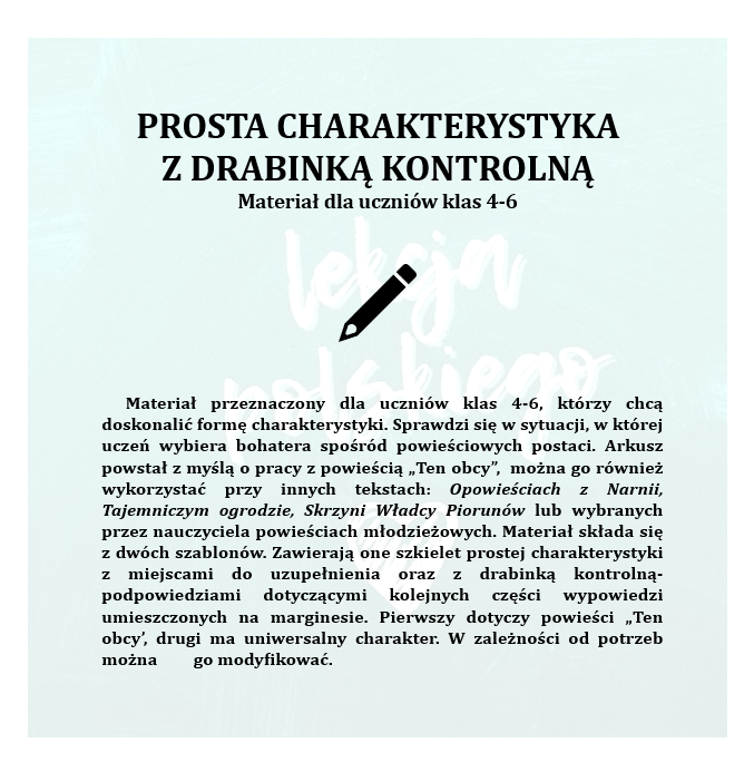 PROSTA CHARAKTERYSTYKA Z DRABINKĄ KONTROLNĄ. Materiał dla uczniów klas 4-6