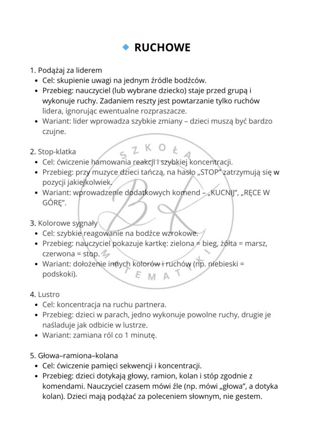 50 aktywnych pomysłów na zajęcia koncentracji