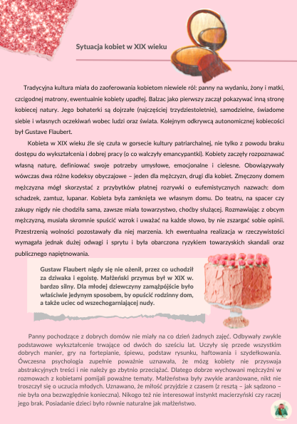 Gustaw Flaubert "Pani Bovary" – zadania do lektury, pełne opracowanie (myślownik)