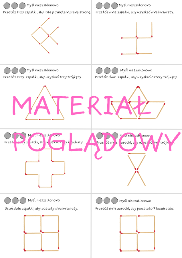 Łamigłówki matematyczne - zapałki. Zagadki klasa 4, klasa 5, klasa 6, klasa 7, klasa 8