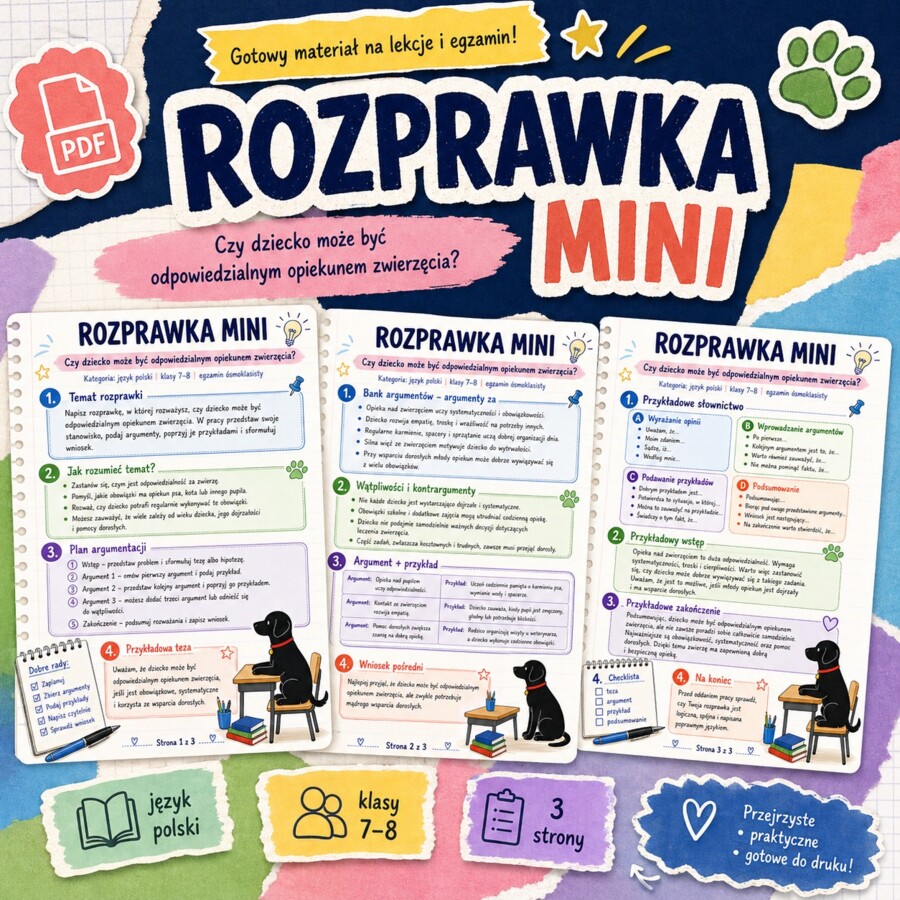 Rozprawka. Czy dziecko może być odpowiedzialnym opiekunem zwierzęcia?