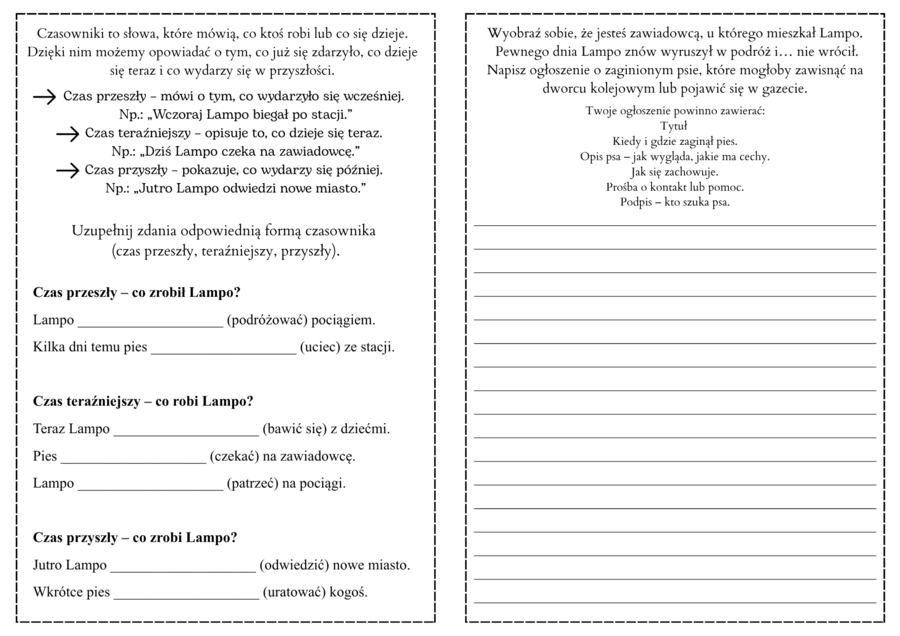 O PSIE, KTÓRY JEŹDZIŁ KOLEJĄ - karty pracy pdf