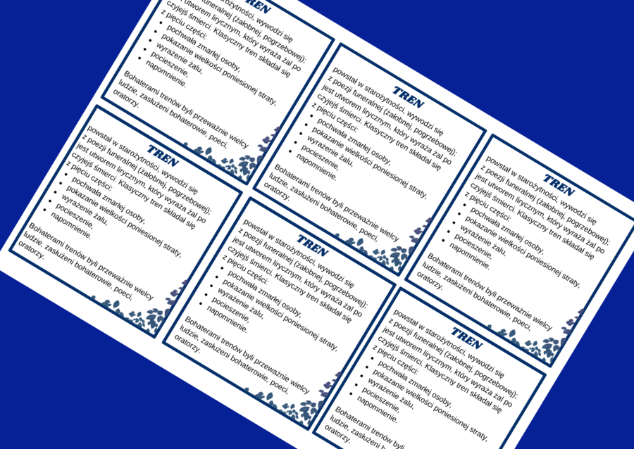 TREN – treny - cechy – wklejka - liryka