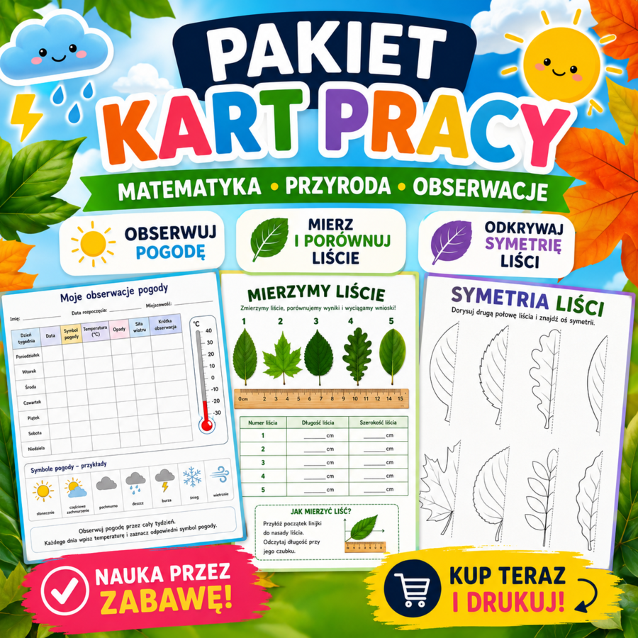 Moje obserwacje pogody. Mierzymy liście. Symetria liści.