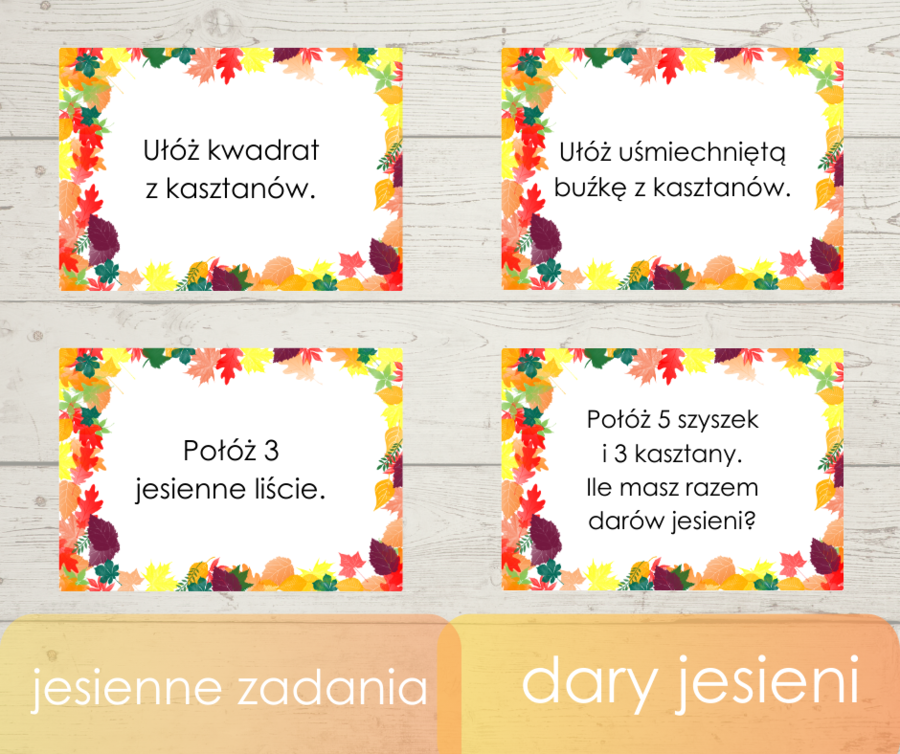 Jesienne zadania z darami jesieni.