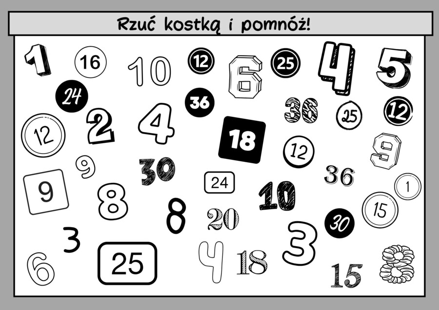 Rzuć, pomnóż i zaznacz! – gra matematyczna z mnożeniem