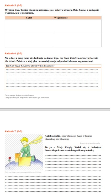 Karta pracy "Mały Książę"