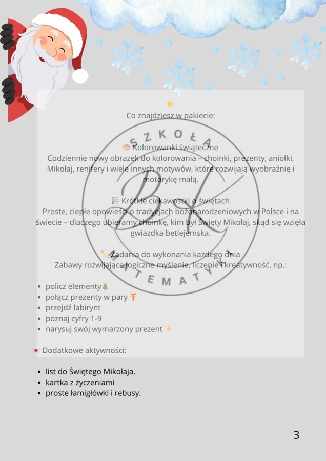 Kalendarz adwentowy przedszkolaka