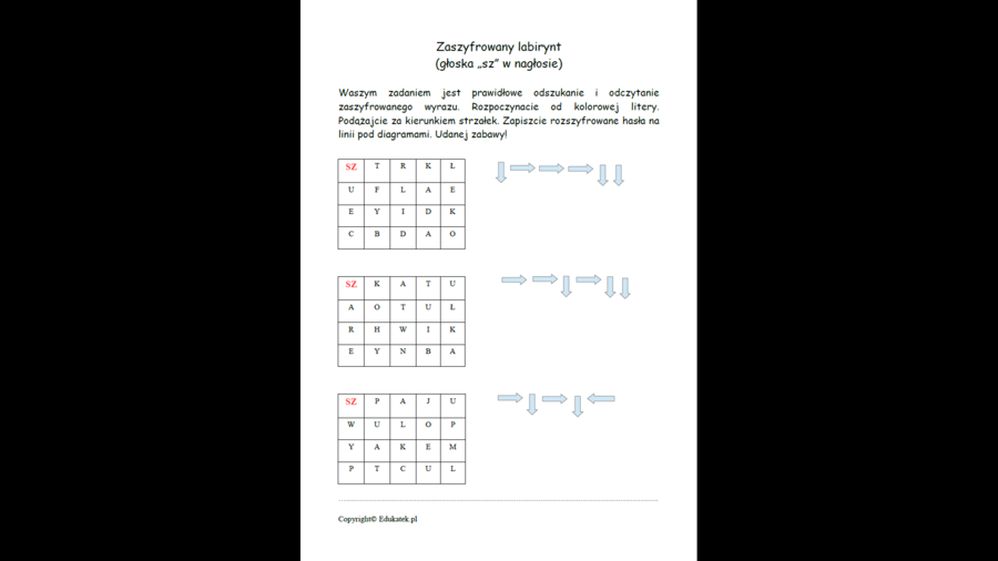 Zaszyfrowany labirynt - zabawy logopedyczne i nauka czytania