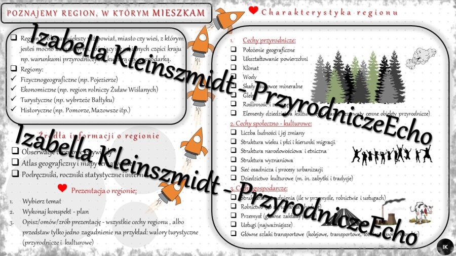 Sketchnotka - notatka „Mój region” wykonana w power point do edycji. Geografia 7; „Mój region i moja mała ojczyzna”