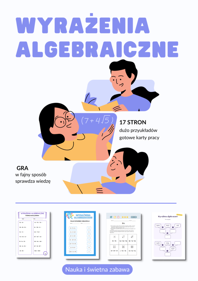 📘 Wyrażenia algebraiczne – zestaw kart pracy i gra dydaktyczna 🧮