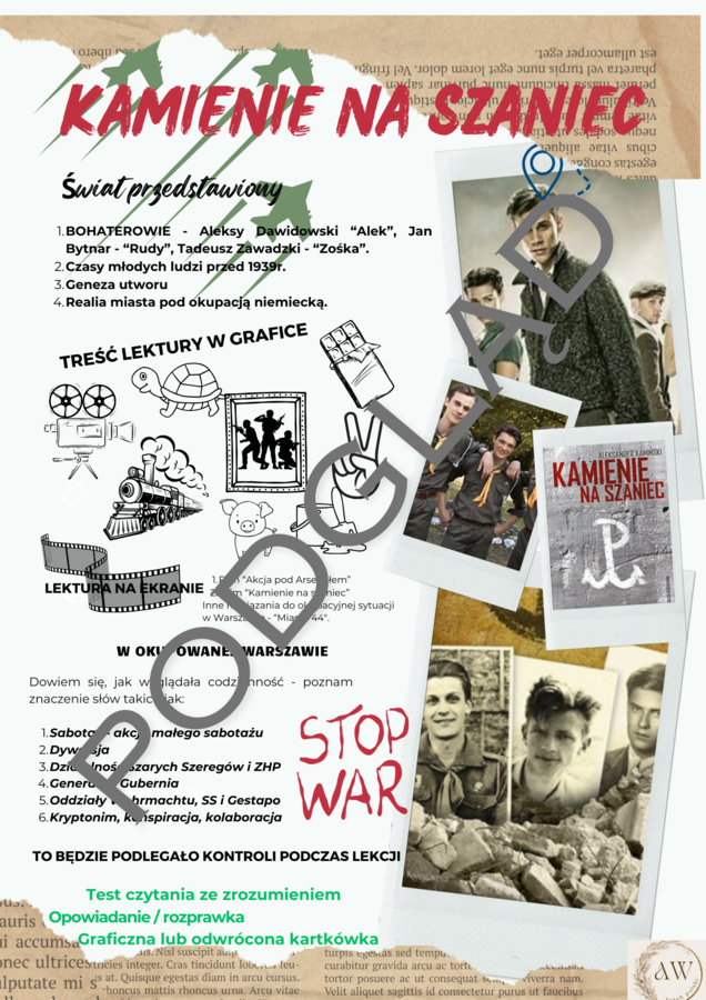 "Kamienie na szaniec" - lekturowa wklejka