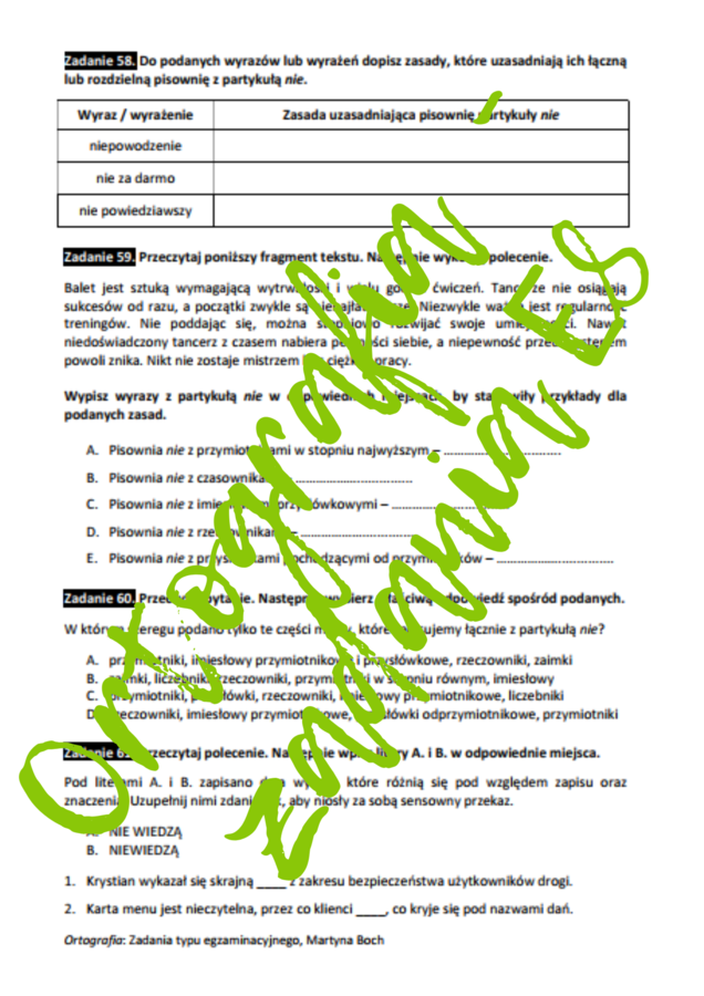 E8 Ortografia  *ZBIÓR ZADAŃ EGZAMINACYJNYCH* - wymagania 2026/2027