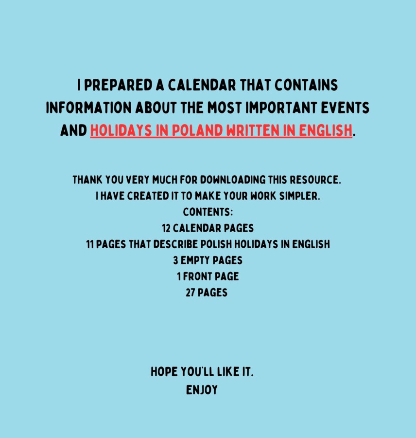 Kalendarz 2025 Polskie święta, wydarzenia i uroczystości opisane w j. angielskim+ miejsce na notataki
