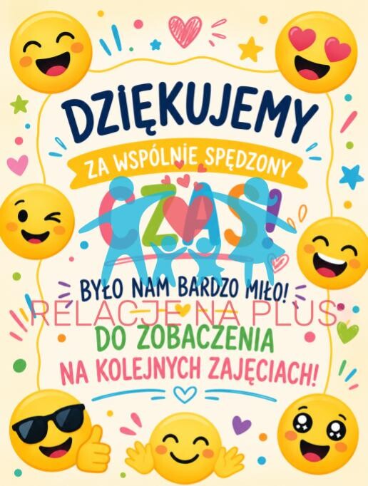 Dyplom na zakończenie zajęć i podziękowanie za uczestnictwo w zajęciach