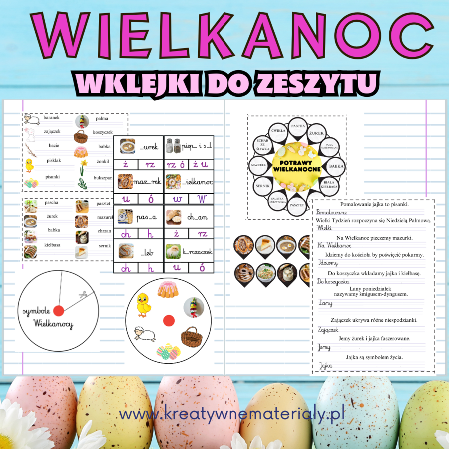 Wielkanoc- wklejki do zeszytu i ćwiczenia do druku