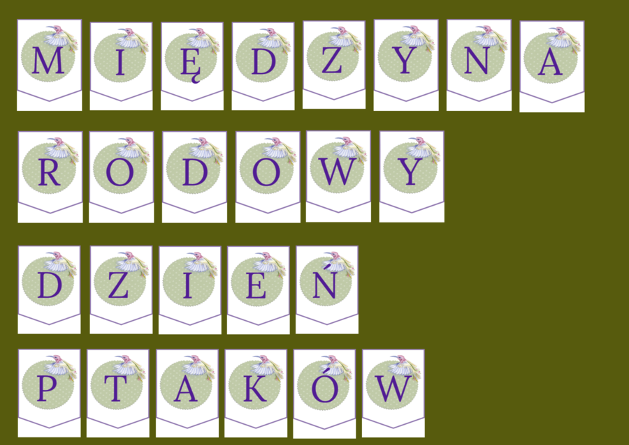 DZIEŃ PTAKÓW – wiosna - girlanda – napis – gazetka – wersja 1